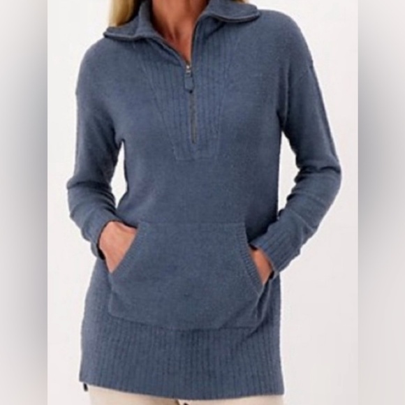 Barefoot Dreams CozyChic Lite Half Zip Tunic Sz XS. Blue. Excellent condition. - Picture 2 of 4